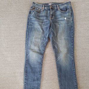 Old Navy Medium Wash Distressed Curvy Skinny Jeans